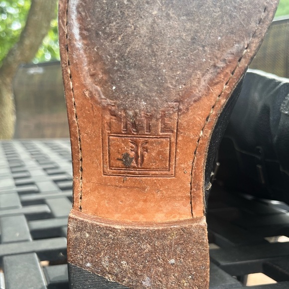 Vintage Frye Boots Pull On Low Heel Tall Shaft Black Leather Size 7.5/8 - Picture 8 of 8